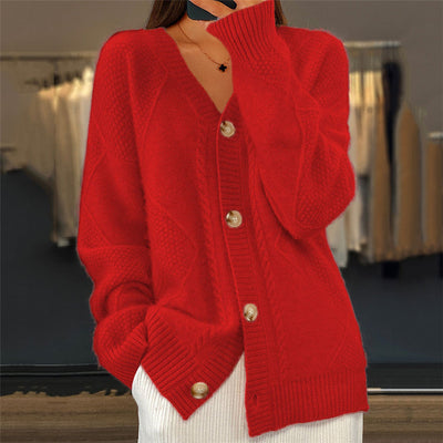 Jocelin - Chaqueta de punto suelta con patrón de brocado para mujeres