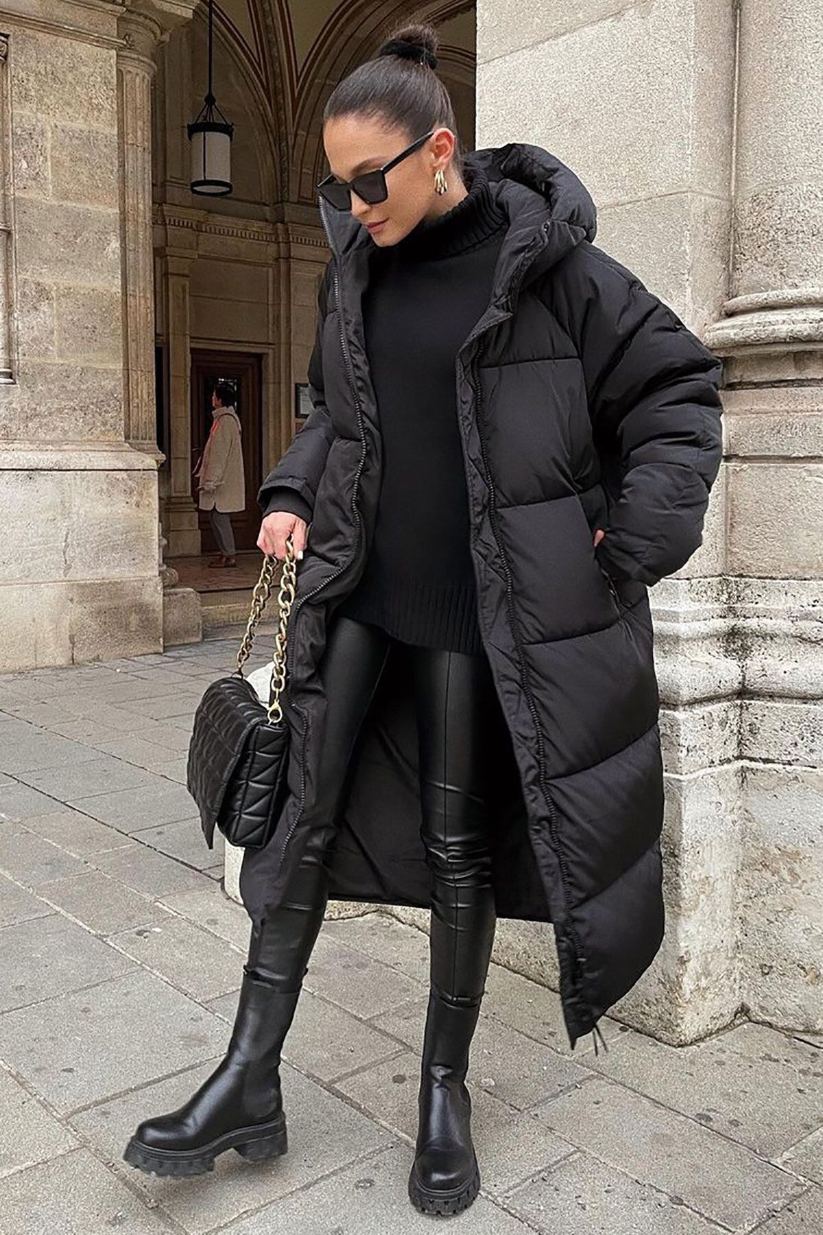 Khloe - Cálido, largo, acolchado abrigo de invierno para mujeres