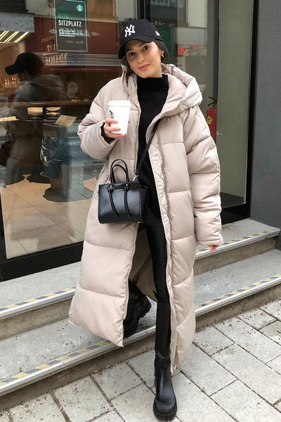 Khloe - Cálido, largo, acolchado abrigo de invierno para mujeres