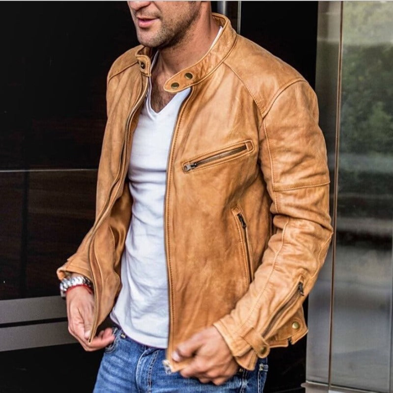 Steve - Elegante y impermeable chaqueta de cuero para hombres