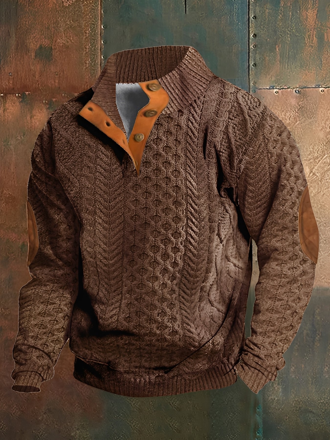 Hugh - Suéter retro de punto con cuello alto de cachemir para hombres