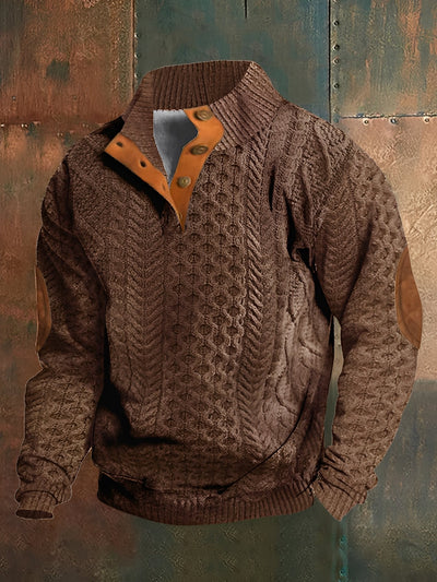 Hugh - Suéter retro de punto con cuello alto de cachemir para hombres