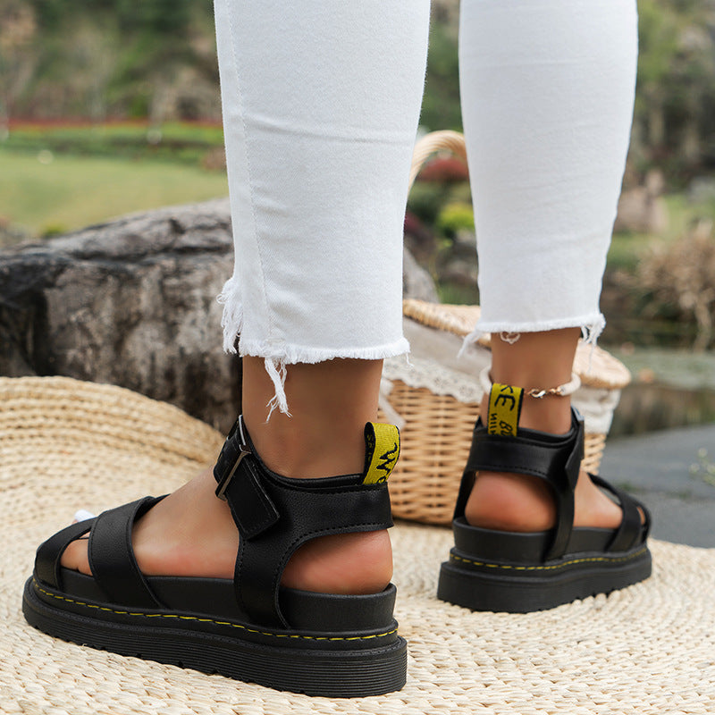 Laurelle - Elegantes sandalias deportivas romanas con hebilla para mujer