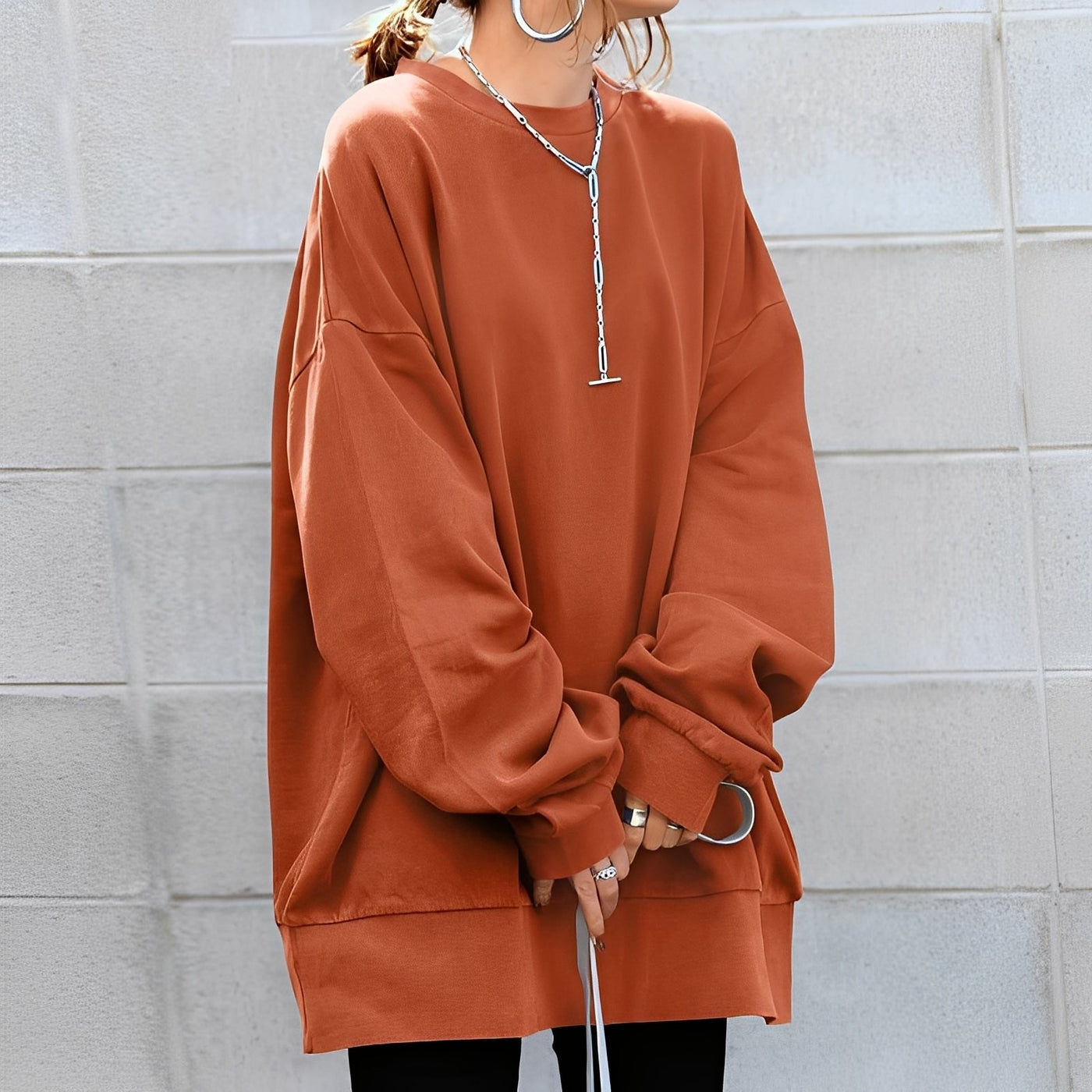 Andrina - Jersey oversized con cuello redondo para mujer