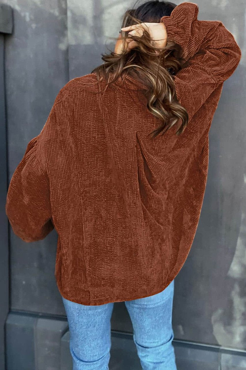 Mai - Blusa de pana con mangas abullonadas moda femenina
