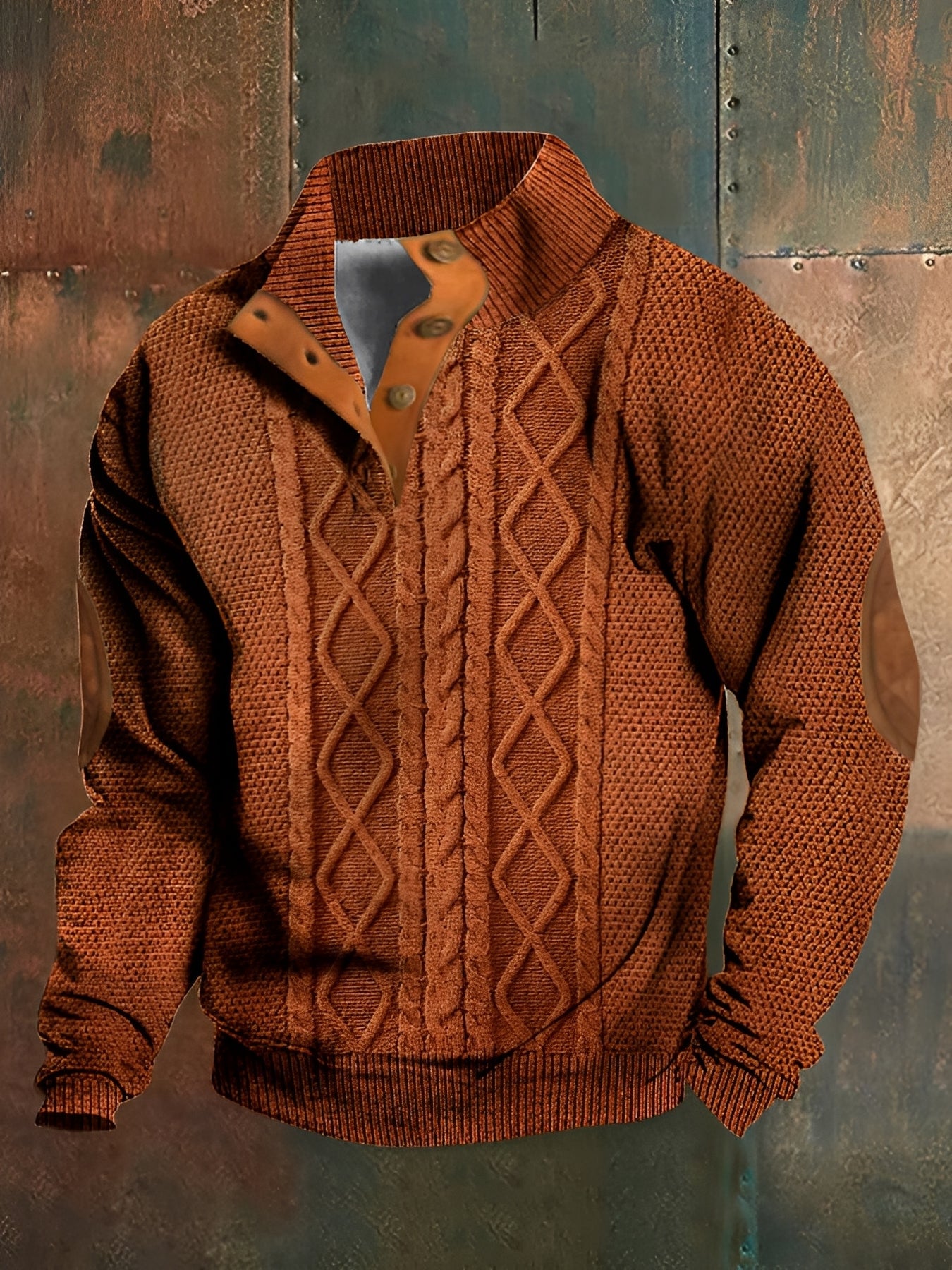 Hugh - Suéter retro de punto con cuello alto de cachemir para hombres