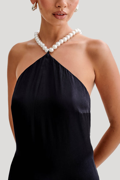 Celine Blanche maxi vestido de satén con cuentas