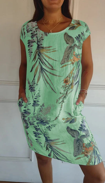 Britt – Vestido con estampado y cuello redondo