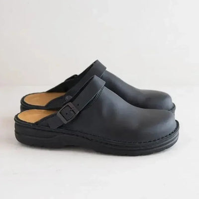 Yani - Pantuflas ortopédicas de piel para hombre color marrón con acolchado en el talón