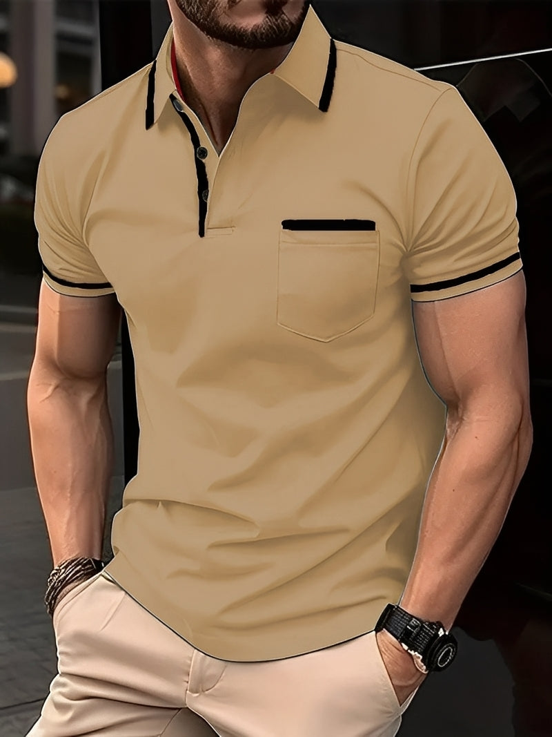 Garrick - Camiseta Polo Casual con Bolsillo para Hombres