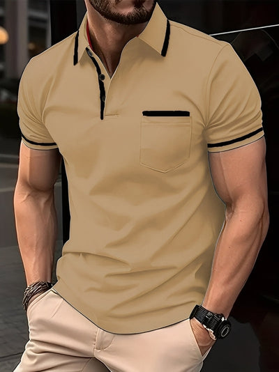 Garrick - Camiseta Polo Casual con Bolsillo para Hombres