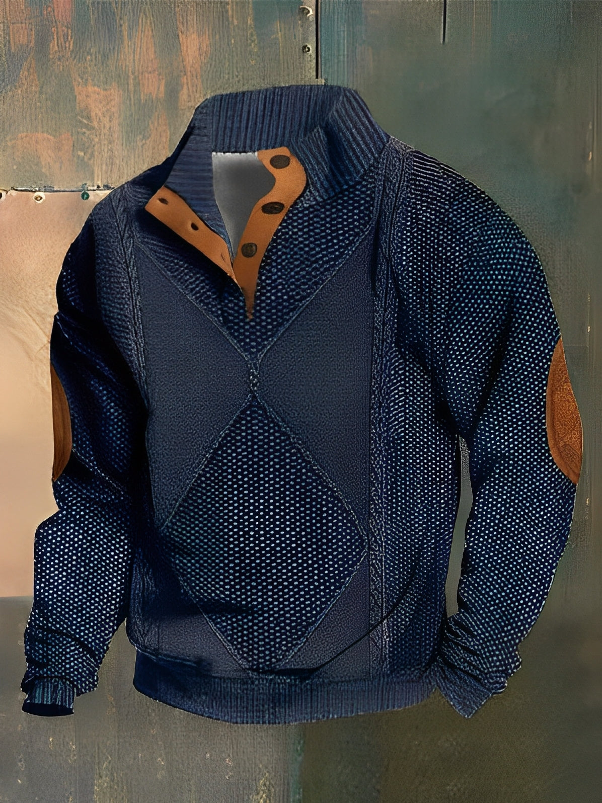 Hugh - Suéter retro de punto con cuello alto de cachemir para hombres