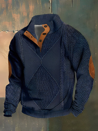 Hugh - Suéter retro de punto con cuello alto de cachemir para hombres