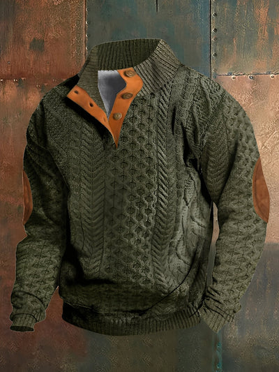 Hugh - Suéter retro de punto con cuello alto de cachemir para hombres
