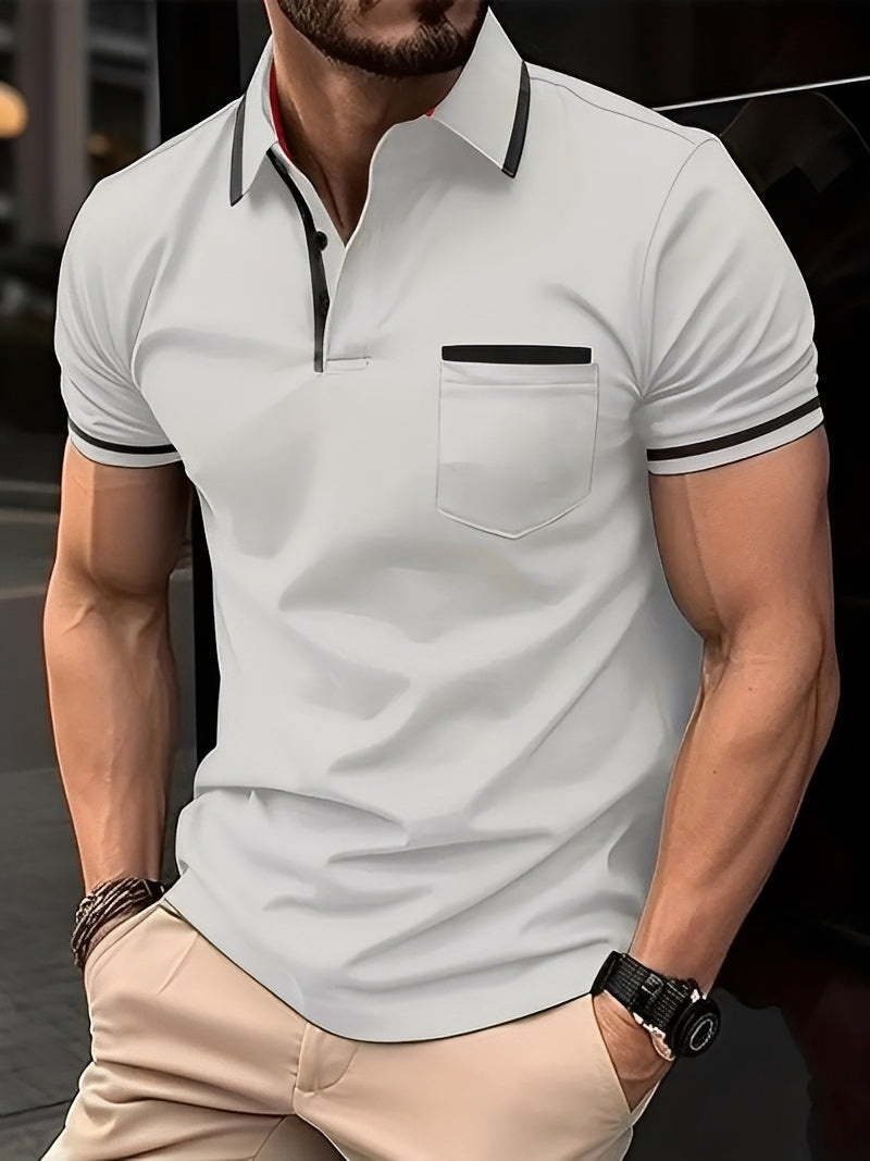 Garrick - Camiseta Polo Casual con Bolsillo para Hombres