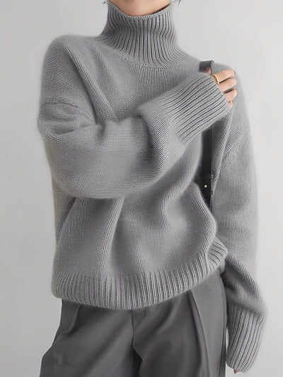 Adrienne - Suéter de cashmere con cuello alto, estiloso, suelto y cómodo