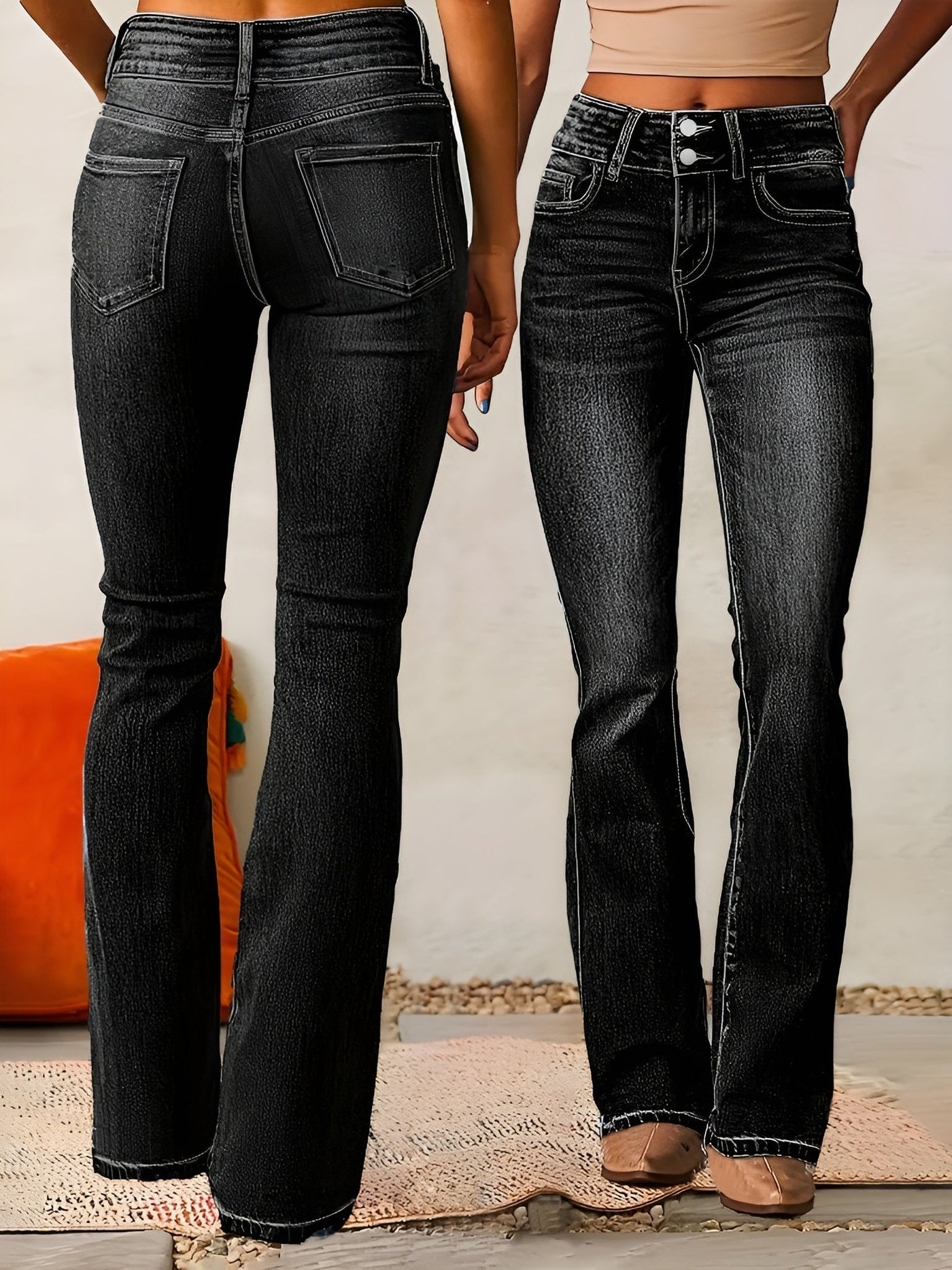 Neely - Jeans casuales con tiro alto para mujeres