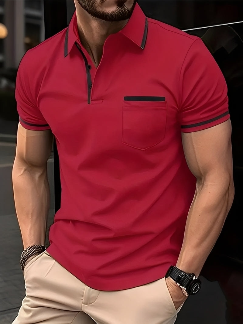Garrick - Camiseta Polo Casual con Bolsillo para Hombres