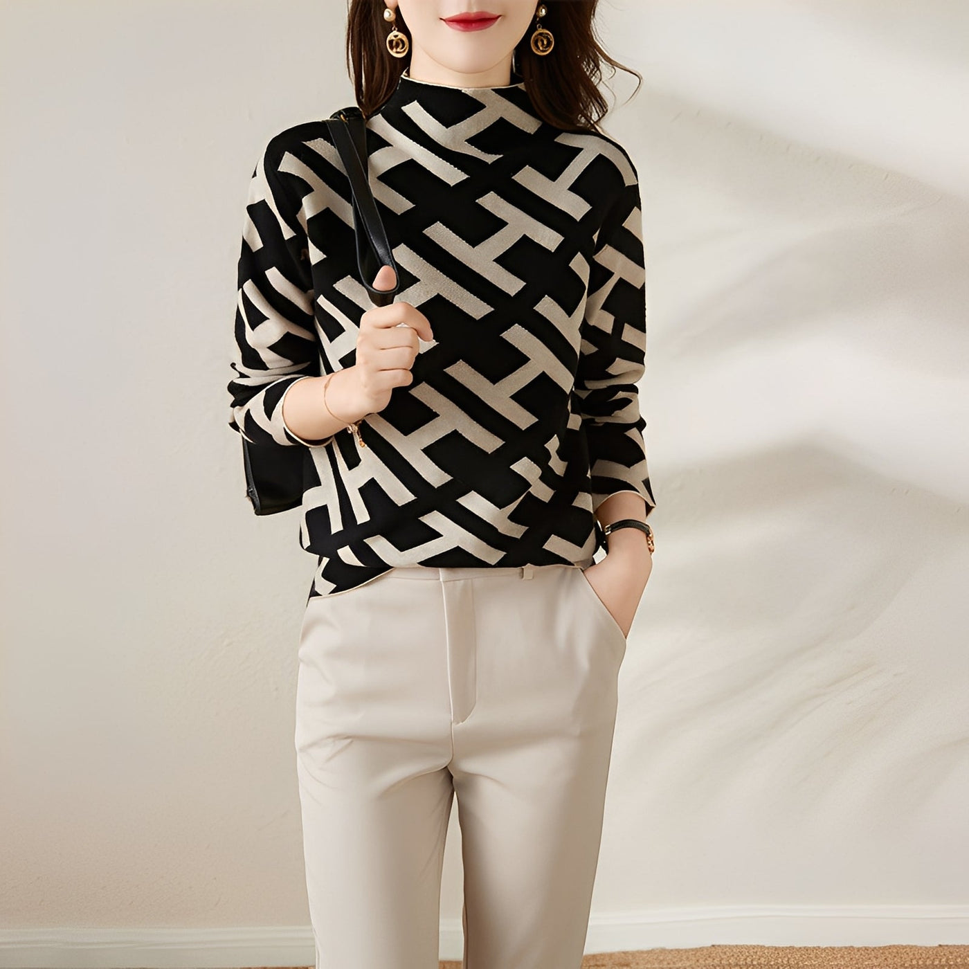 Eleanor - Elegante jersey de manga larga con estampado para mujer