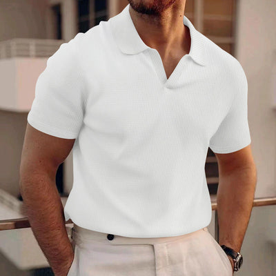 David - Camiseta Polo Simple de Waffle para Hombres