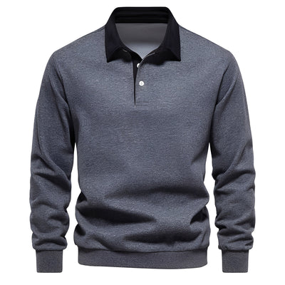 Shelton - Camisa Polo de Manga Larga Casual para Hombres