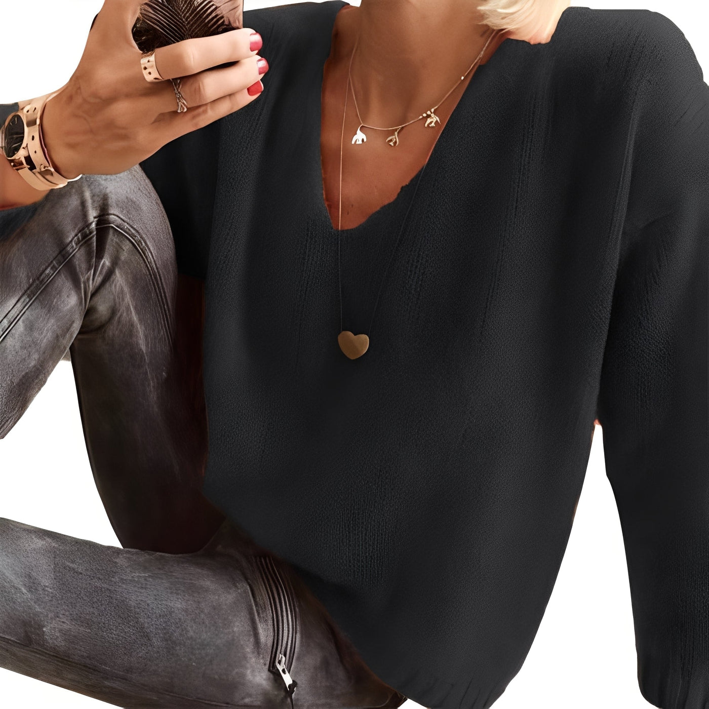 Dorris - Suéter casual y sencillo con mangas largas para mujeres