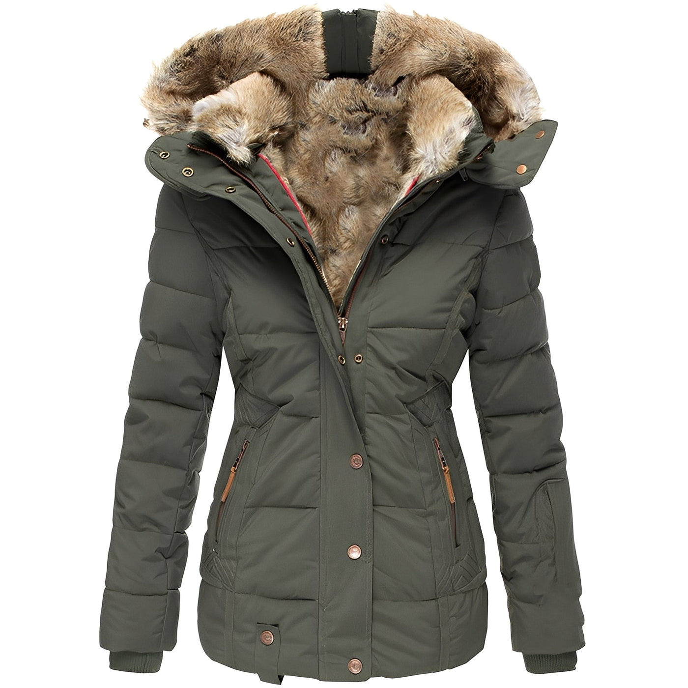 Odelia - Estilosa chaqueta delgada con cuello de pelo para mujeres