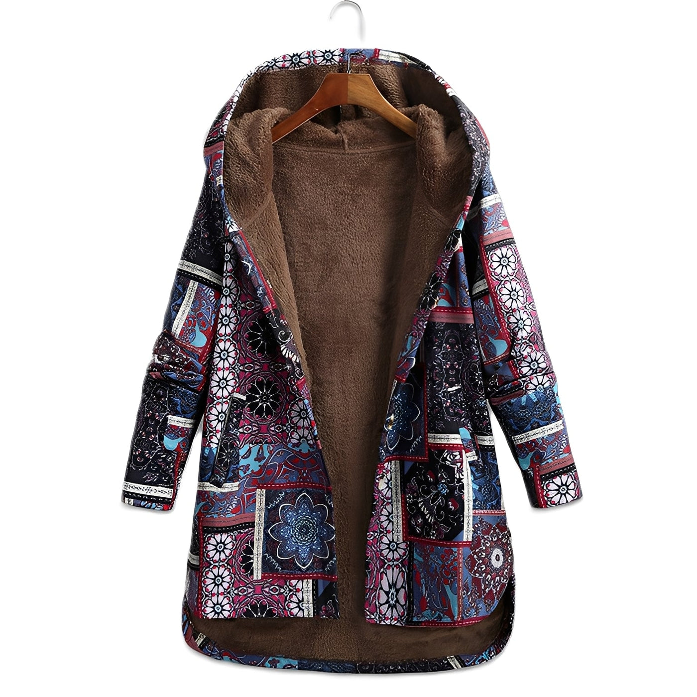 Griselda - Chaqueta con capucha con estampado floral étnico para mujeres