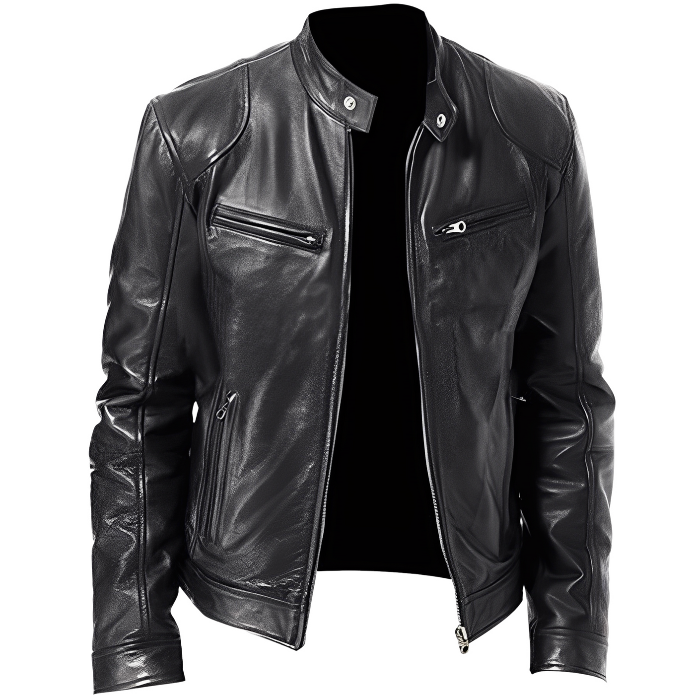 Crawford - Chaqueta de cuero ajustada y casual para hombres