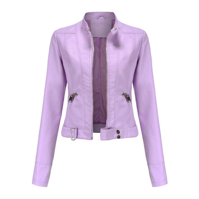 Madeline - Chaqueta de Cuero Elegante con Cuello Alto para Mujeres