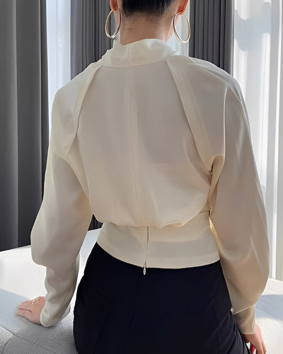 Annora - Elegante blusa de satén de manga larga para mujer