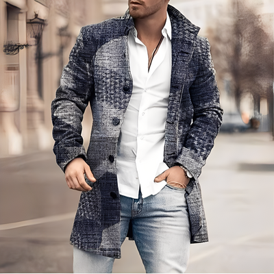 Darden - Abrigo largo de tweed casual para hombres