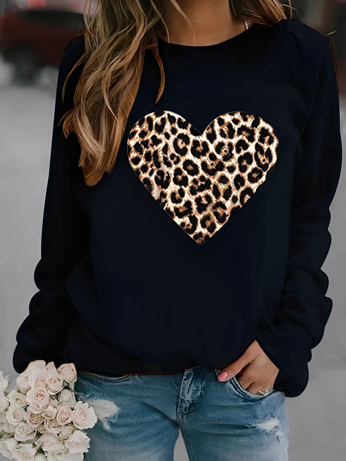 Daniella - Suéter casual con diseños de corazón para mujer