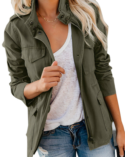 Rachyl - Chaqueta vaquera casual con cremallera para mujeres