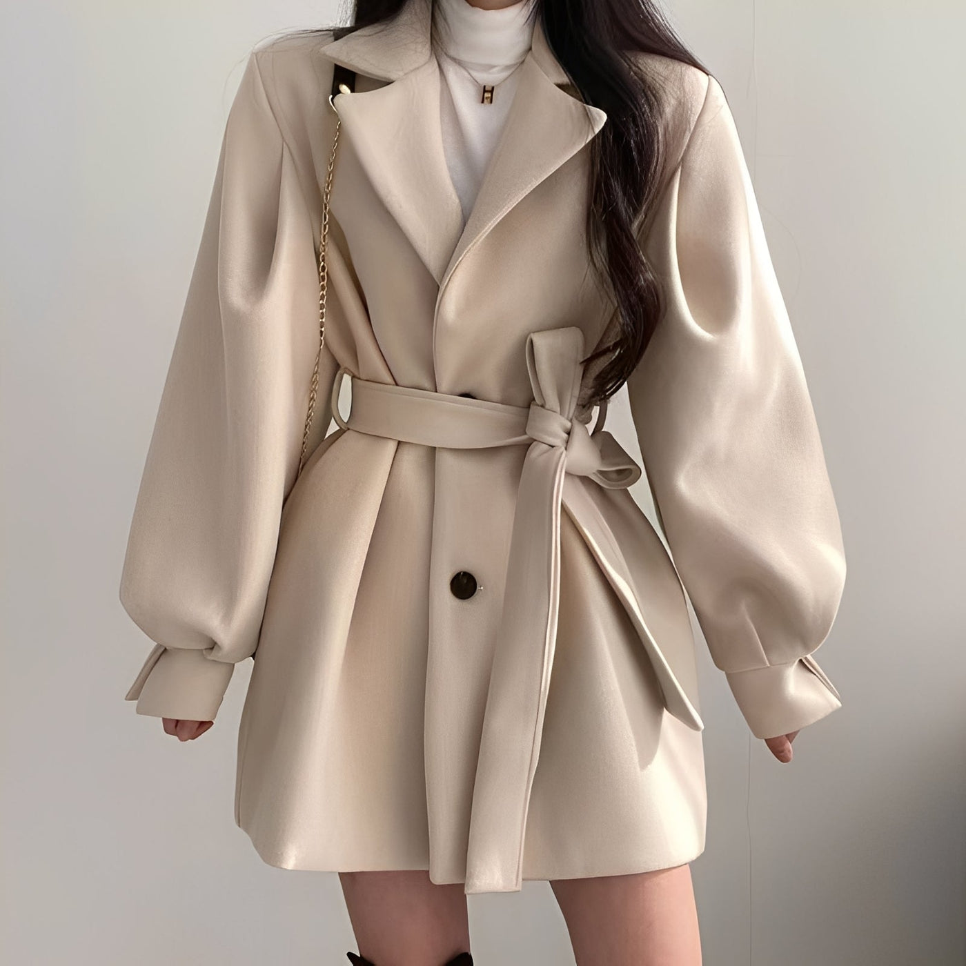 Meryl - Elegante abrigo de lana de longitud media para mujer