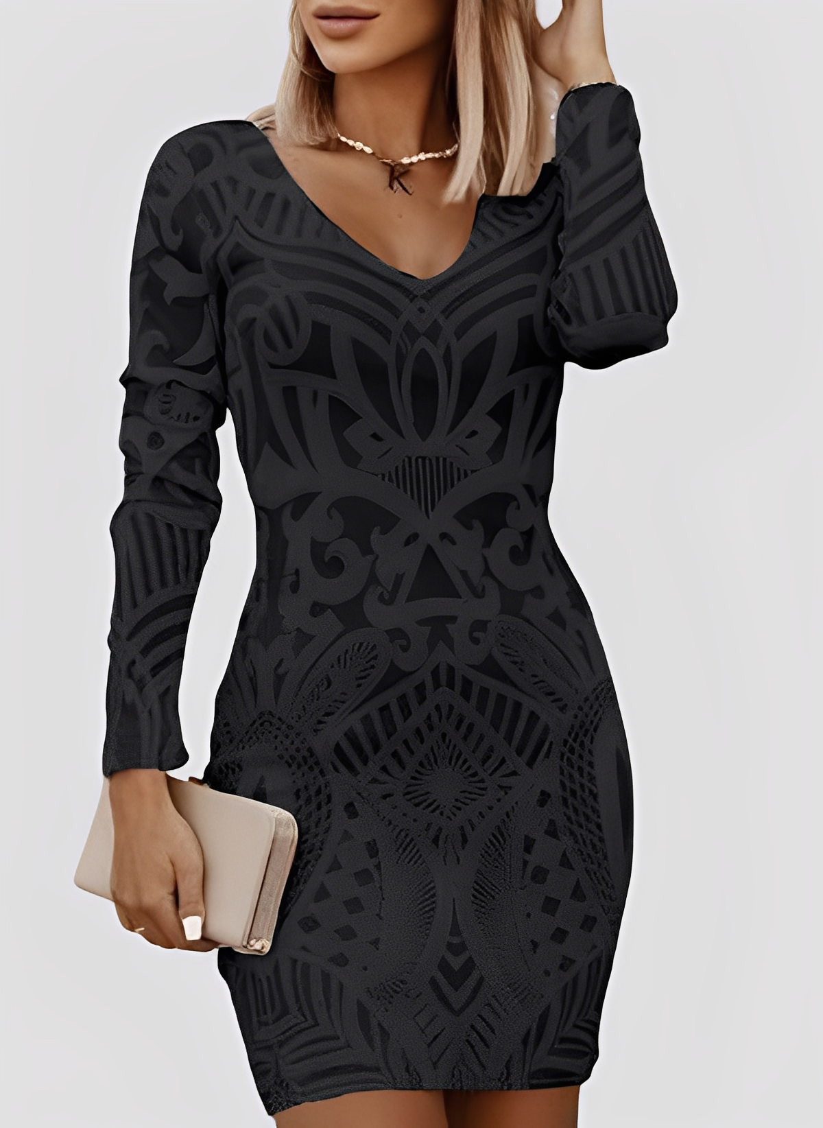 Caitlyn - Elegante vestido ajustado de manga larga para mujeres