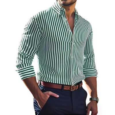 Brycen - Camisa rayada de manga larga elegante para hombres