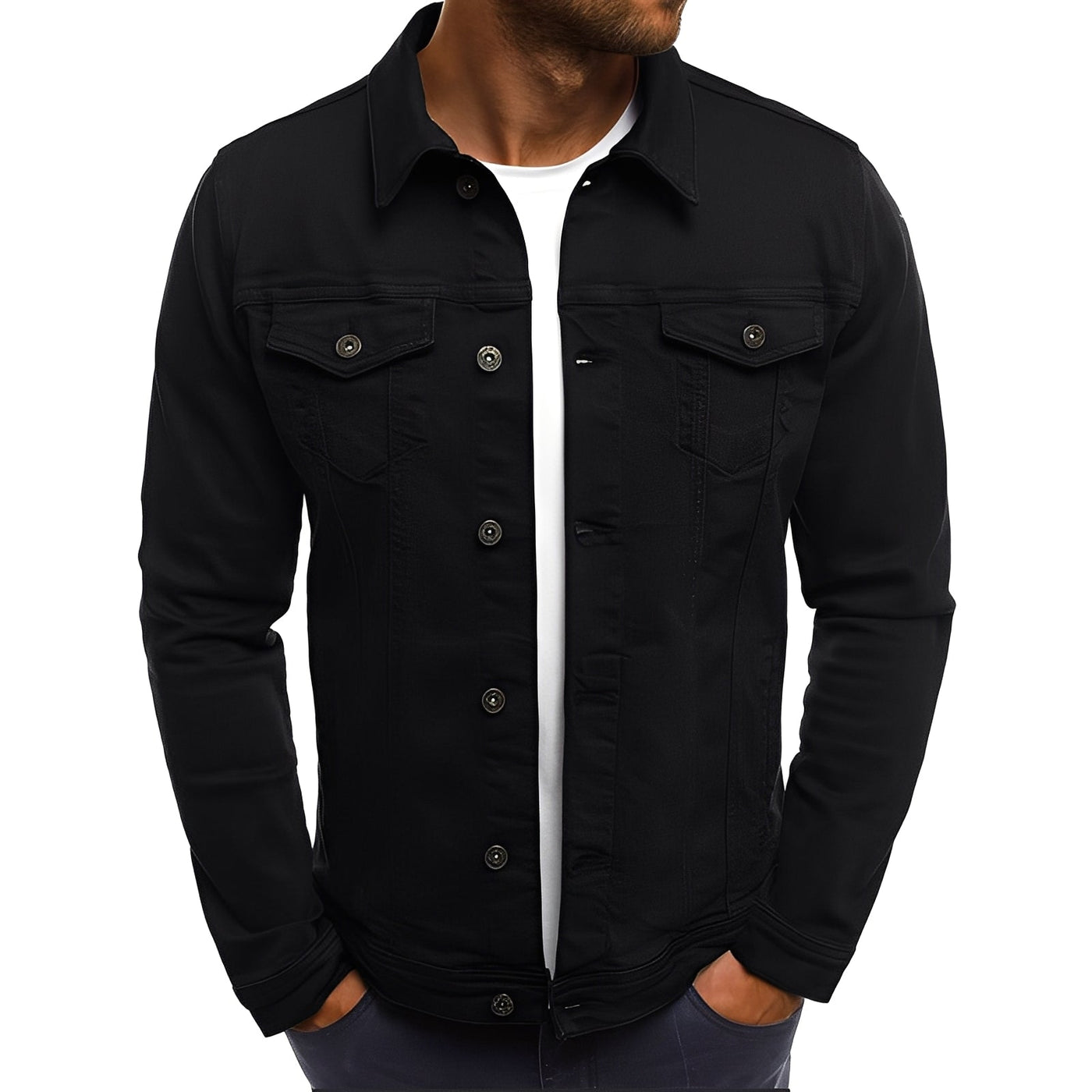 Steven - Estilosa Chaqueta de Jeans con Bolsillos para Hombres