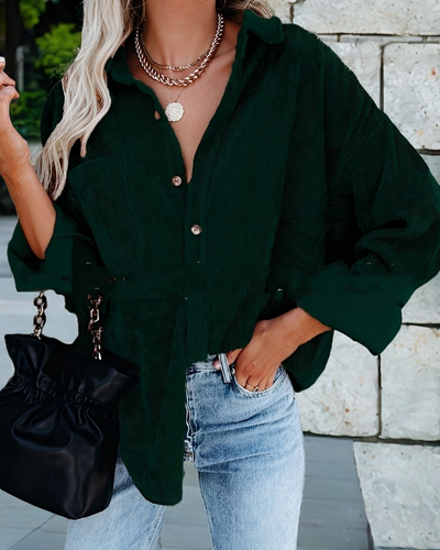 Colene - Cómoda camisa de pana de corte holgado para mujer