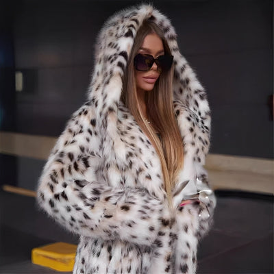 Josceline - Abrigo de nieve aterciopelado con estampado para mujer