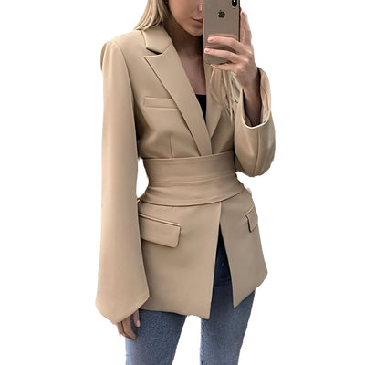 Malvina - Casula Blazer de traje con cinturón para mujeres