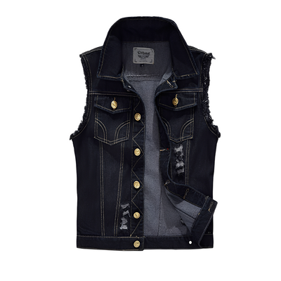 Morley - Chaleco retro de jeans con bolsillos para hombres
