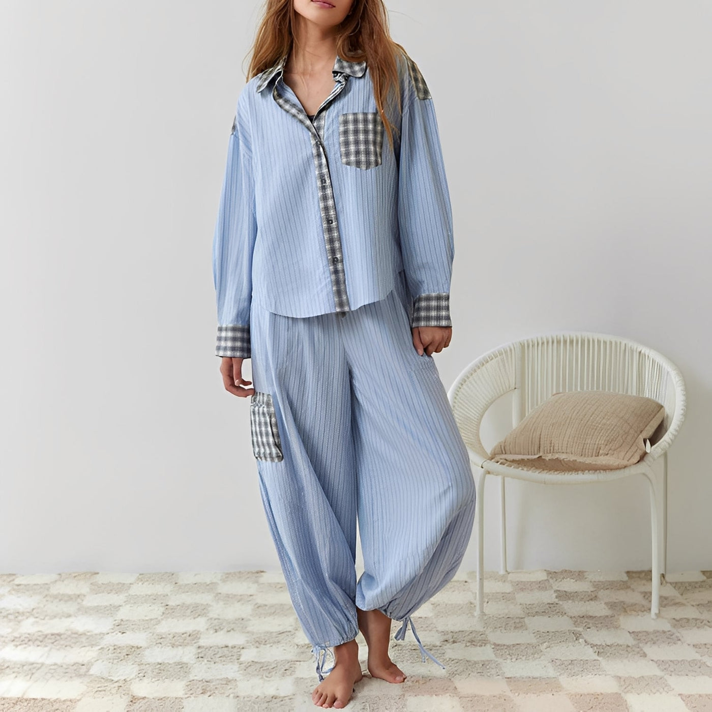 Elenora - Cómodo, casual conjunto de pijama de dos piezas para mujeres