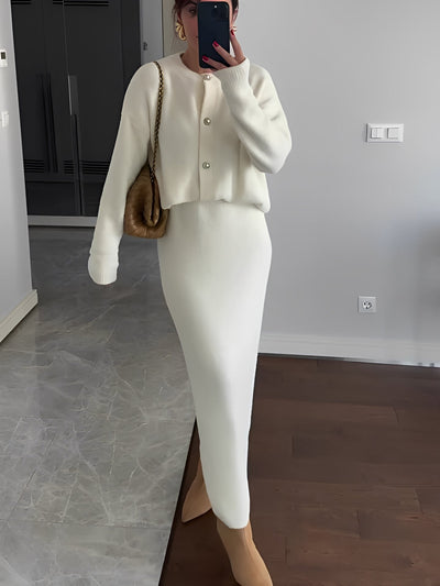 Cecilia - Elegante conjunto de cárdigan y falda para mujeres