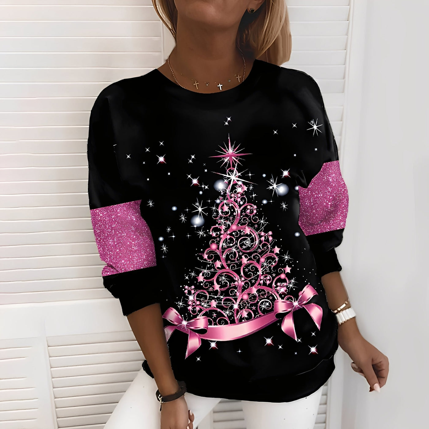 Elizabeth - Jersey festivo con motivo de árbol para mujeres