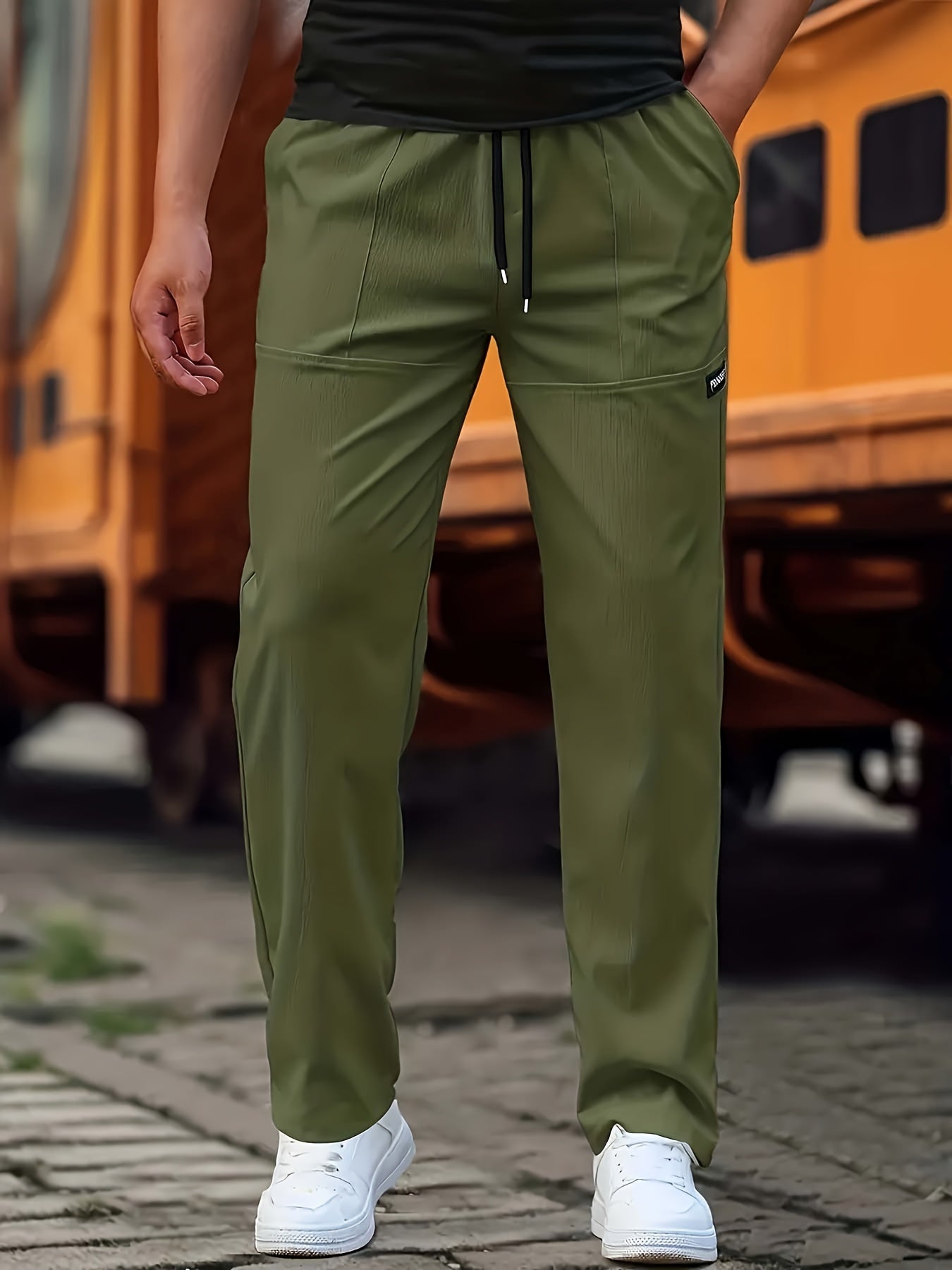 Esmund - Pantalones de chándal casuales con cordones para hombres