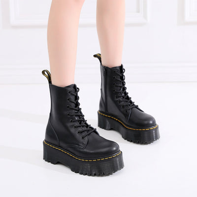 Miriam - Botas de cuero elegantes con suela gruesa para mujeres