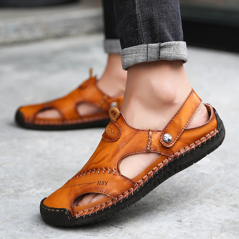 Elroy - Elegantes sandalias ortopédicas de cuero para hombres