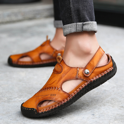 Elroy - Elegantes sandalias ortopédicas de cuero para hombres