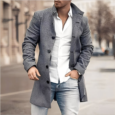 Darden - Abrigo largo de tweed casual para hombres